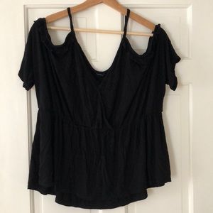 Cold shoulder top with ruffle trim